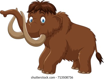 Cartoon mammoth isolated on white background