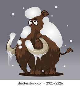 cartoon mammoth in the snow