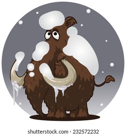 cartoon mammoth in the snow