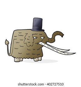 cartoon mammoth wearing top hat