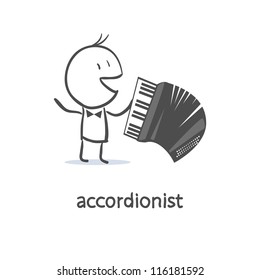 Cartoon man accordionist