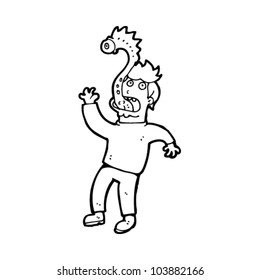 caricaturista con parásito extraño