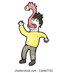 caricaturista con parásito extraño