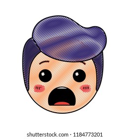 cartoon man angry head kawaii character