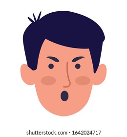 cartoon man angry over white background, colorful design, vector illustration
