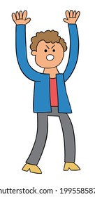 Cartoon man angry and shouting, vector illustration. Colored and black outlines.