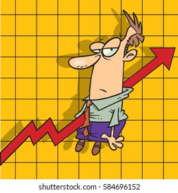 cartoon man with arrow on chart going through him