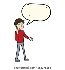 cartoon man asking question with speech bubble
