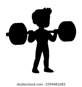 Cartoon Man Athlete Silhouette Weightlifter Vectors Illustration