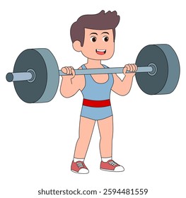 Cartoon Man Athlete Weightlifter Vectors Illustration