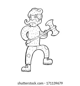 cartoon man with axe