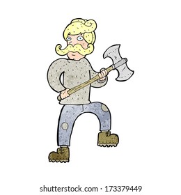 cartoon man with axe