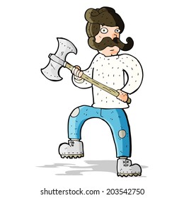 cartoon man with axe
