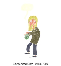 cartoon man with bag of weed