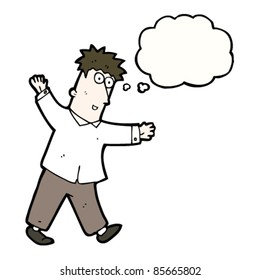 cartoon man balancing as he walks