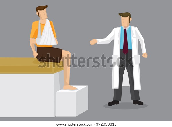 Cartoon Man Bandage Arm Arm Sling Stock Vector Royalty Free