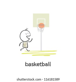 Cartoon man basketball