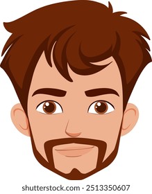 Cartoon man with beard and brown hair