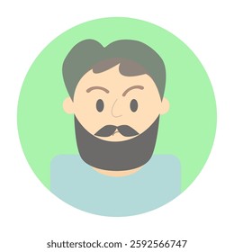 Cartoon man with a beard in flat style