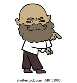 cartoon man with beard frowning and pointing