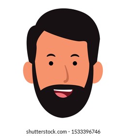 cartoon man with beard icon over white background, colorful design. vector illustration