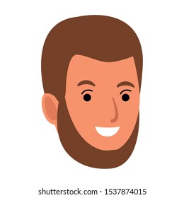 cartoon man with beard icon over white background, vector illustration