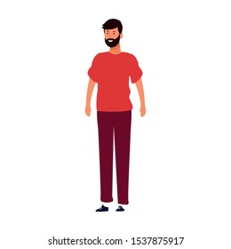 cartoon man with beard icon over white background, vector illustration
