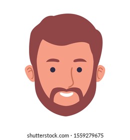 cartoon man with beard icon over white background, vector illustration
