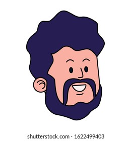 cartoon man with beard icon over white background, vector illustration