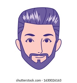 cartoon man with beard icon over white background, vector illustration