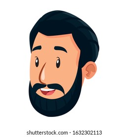 cartoon man with beard over white background, colorful design, vector illustration
