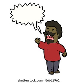 cartoon man with beard shouting warning