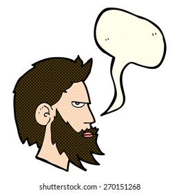 cartoon man with beard with speech bubble