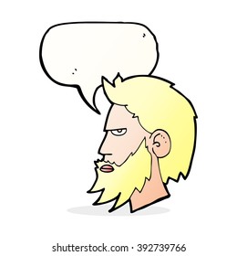 caricaturista con barba con burbuja de habla