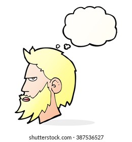 cartoon man with beard with thought bubble
