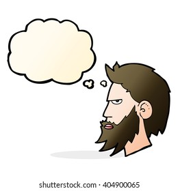 cartoon man with beard with thought bubble