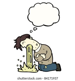 cartoon man being sick