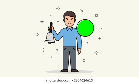 Cartoon of a man with a bell