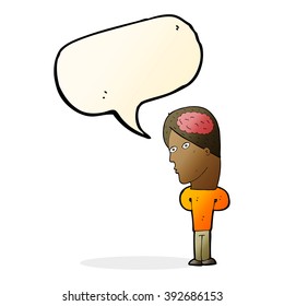 cartoon man with big brain with speech bubble