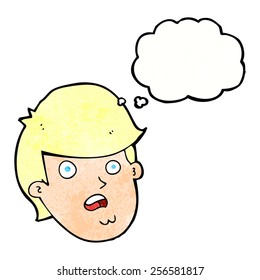 cartoon man with big chin with thought bubble