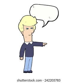 cartoon man blaming with speech bubble