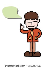 Cartoon man with blank speech bubble
