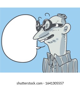 cartoon man and blank speech bubble for customization. vector illustration.