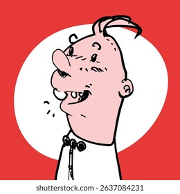 cartoon man with bowtie portrait funny illustration