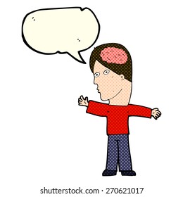 cartoon man with brain with speech bubble