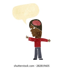 cartoon man with brain with speech bubble