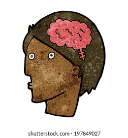 caricaturista con símbolo cerebral