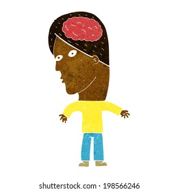 cartoon man with brain symbol
