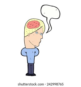 cartoon man with brain symbol