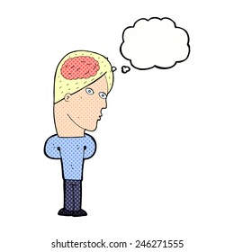 cartoon man with brain symbol